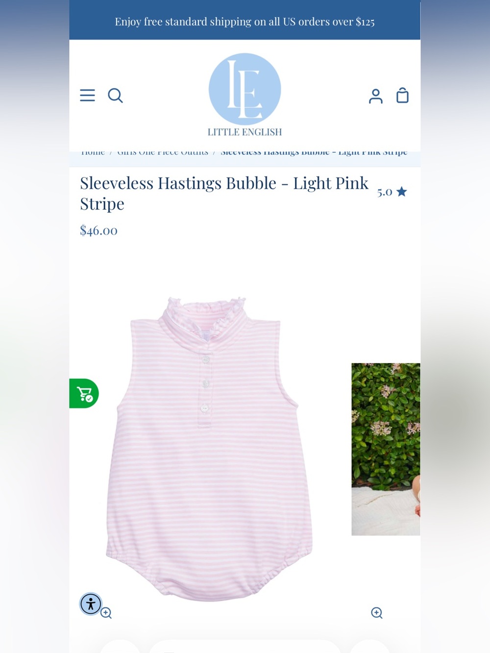 Little English Light Pink Striped Sleeveless Bubble Romper